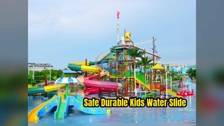 Plastic Slide Water Playground with 8X6m Dimension for kids and family interaction